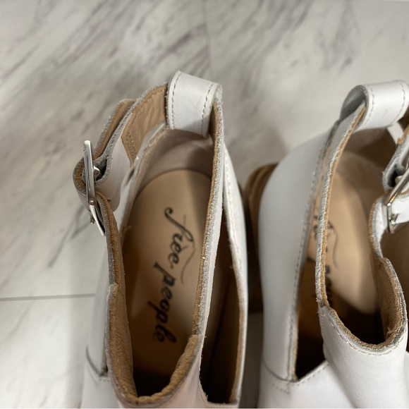 Free People Brady Square Toe White Leather Buckle Shootie Bootie 40 - Picture 13 of 15